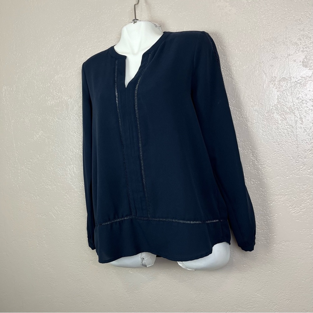 MICHAEL Michael Kors Navy Blue V-neck Long Sleeve Blouse‎ Size M - Picture 11 of 14
